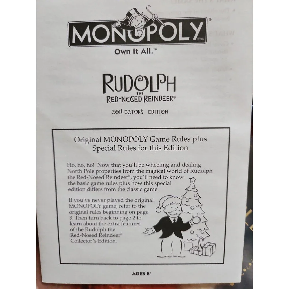 Monopoly Rudolph the Red Nosed Reindeer Game Unplayed